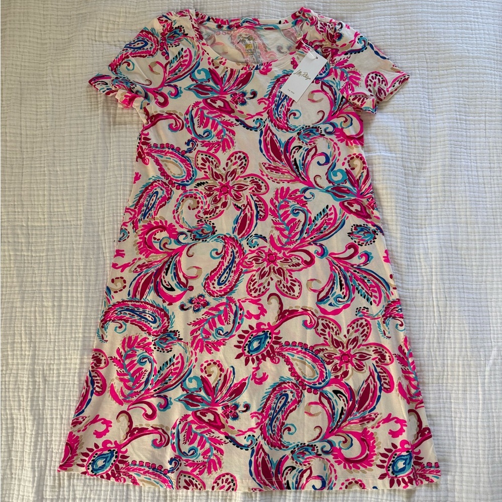 NWT Lilly Pulitzer Pink and Blue Paisley Midi Coconut Flitting About Dress